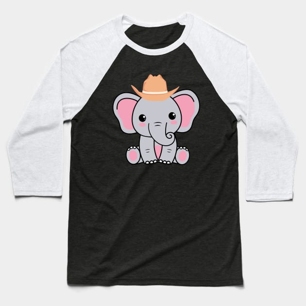 CUTE elephant with cowboy hat Baseball T-Shirt by FromottaDesignz